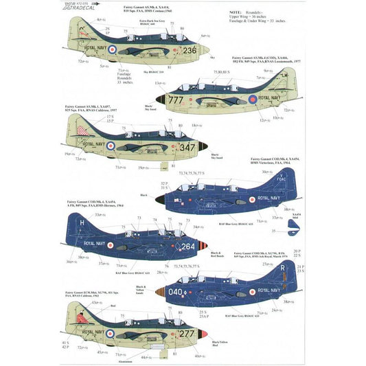 1:72 Fairey Gannet AS Mk, COD Mk 4, T Mk 5 Decals X72070 Xtradecal