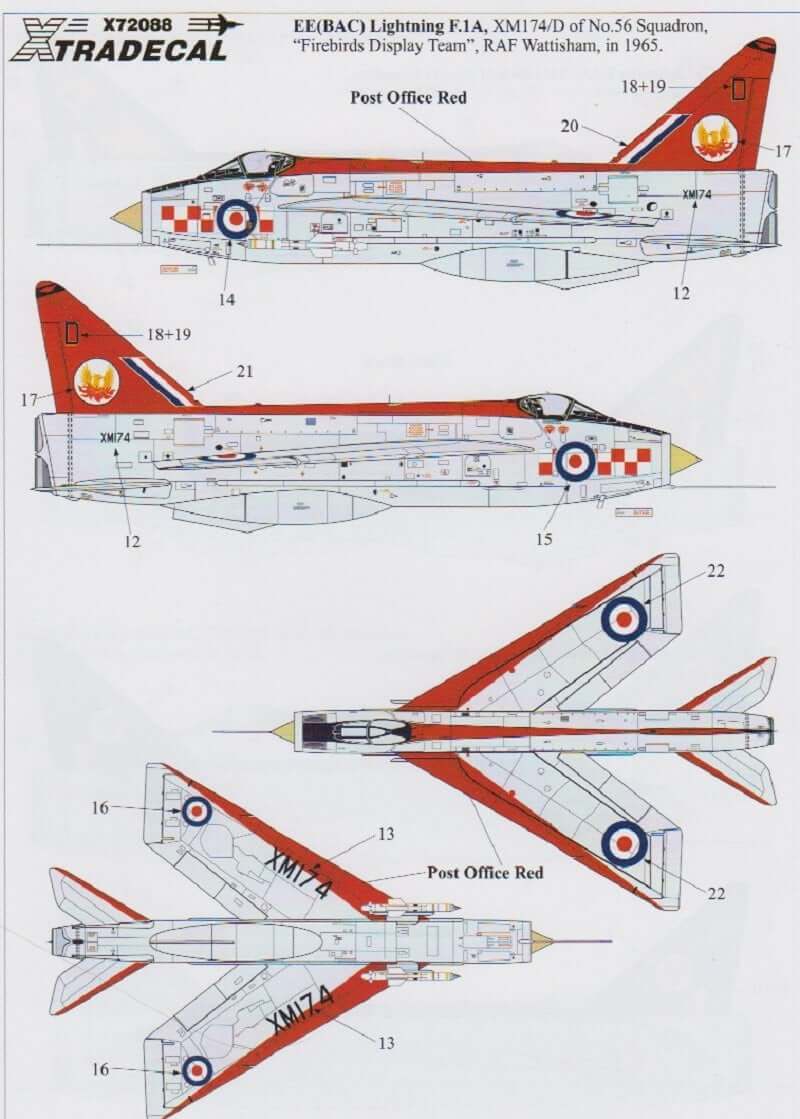 1:72 BAC/EE Lightning F1, F1A, F2 Part 1 X72088 Xtradecal