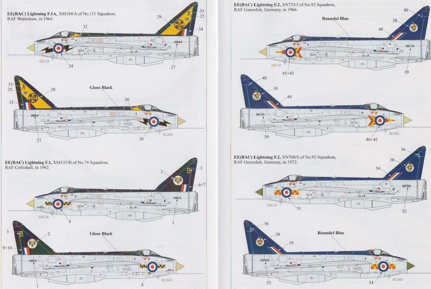1:72 BAC/EE Lightning F1, F1A, F2 Part 1 X72088 Xtradecal