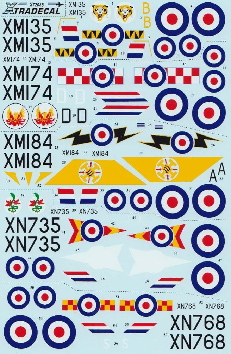 1:72 BAC/EE Lightning F1, F1A, F2 Part 1 X72088 Xtradecal