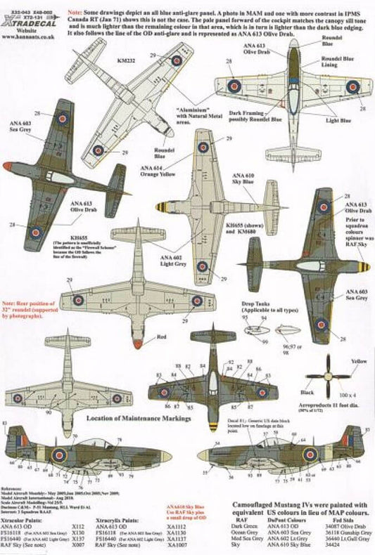 1:72 P-51D Mustang Mk.IV in RAF service Decals X72131 Xtradecal