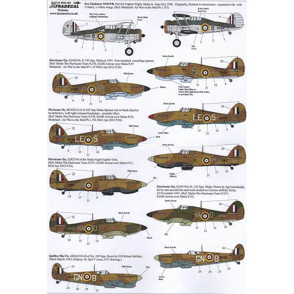 1:72 The Battle for Malta RAF Decals X72161 Xtradecal