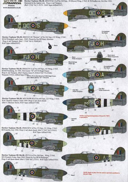 1:72 Hawker Typhoon Mk.IB Decals X72179 Xtradecal