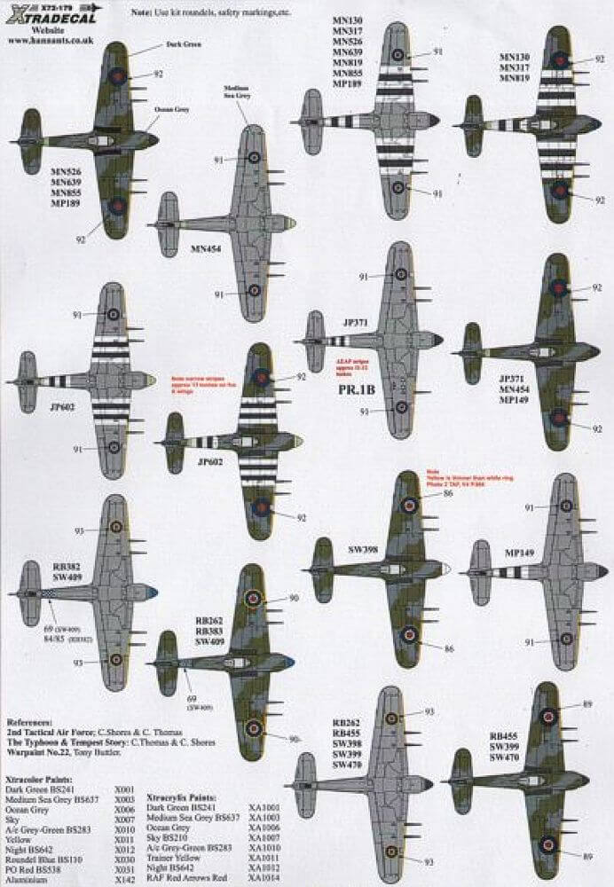 1:72 Hawker Typhoon Mk.IB Decals X72179 Xtradecal