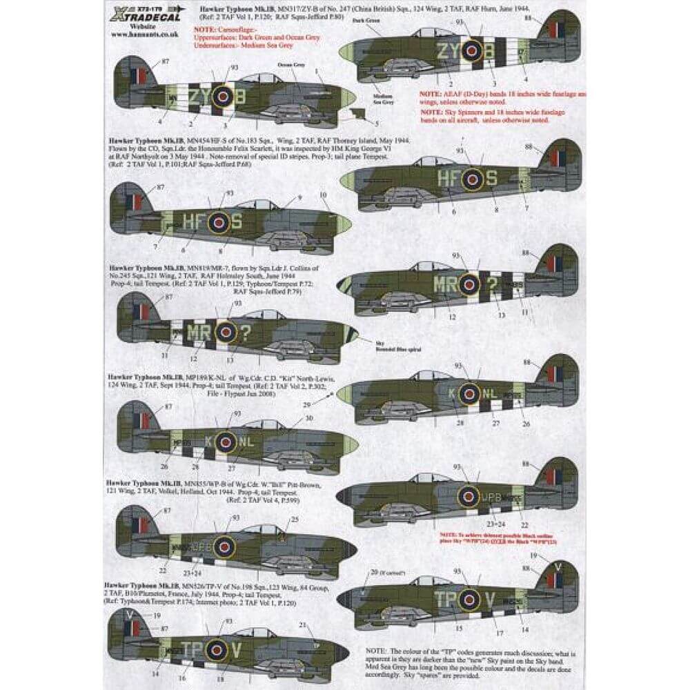 1:72 Hawker Typhoon Mk.IB Decals X72179 Xtradecal
