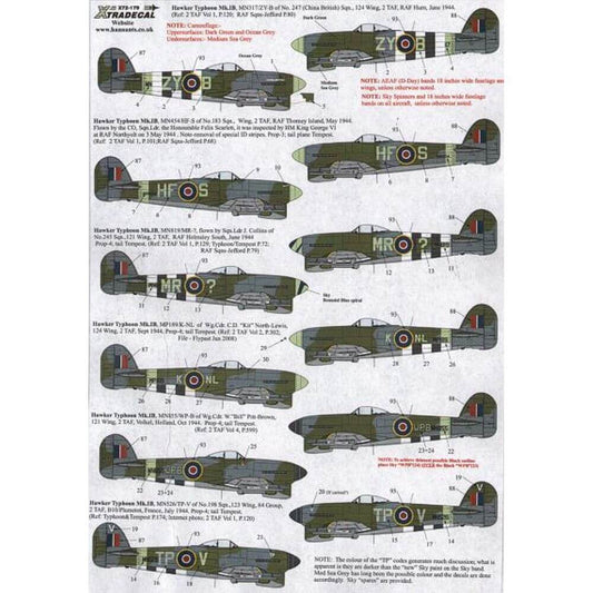 1:72 Hawker Typhoon Mk.IB Decals X72179 Xtradecal