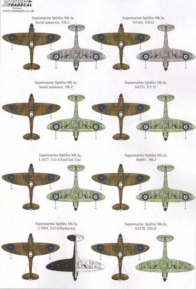 1:72 Battle of Britian 75th Anniversary Pt.2 Spitfires X72224 Xtradecal