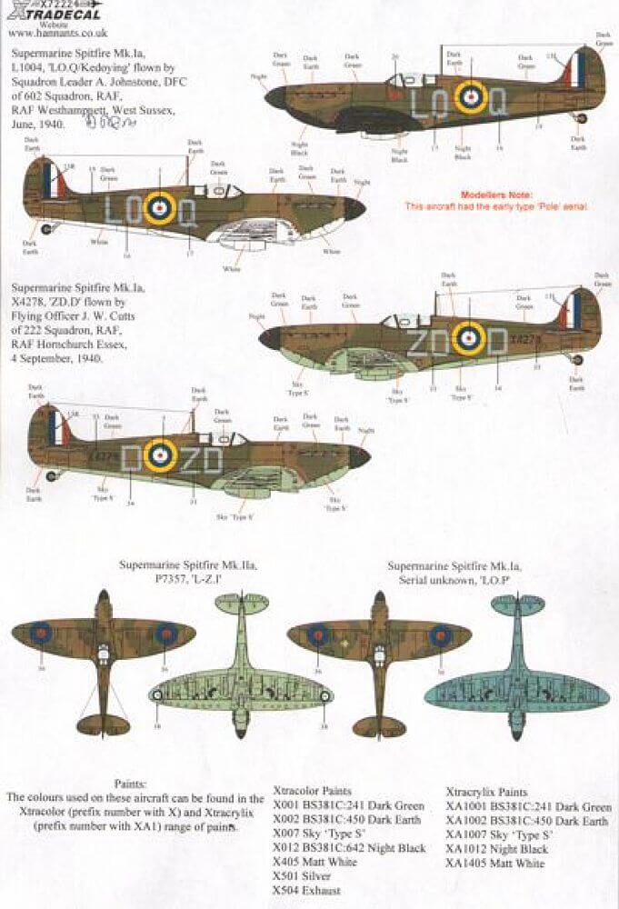 1:72 Battle of Britian 75th Anniversary Pt.2 Spitfires X72224 Xtradecal
