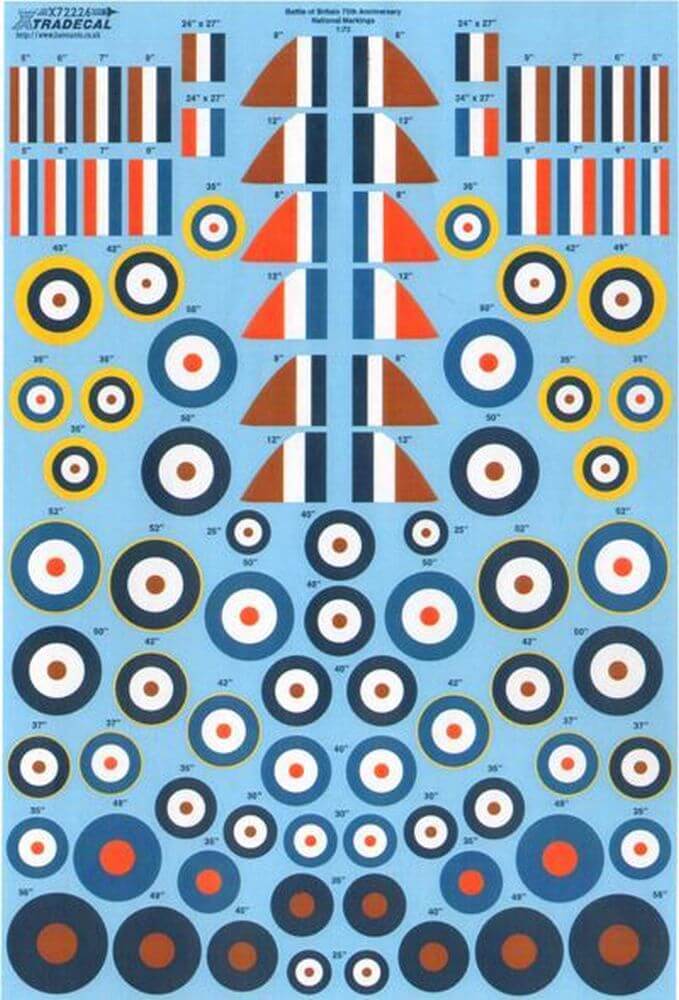 1:72 Battle of Britain RAF National Markings Decals X72226 Xtradecal