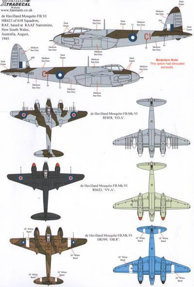 1:72 Mosquito T Mk.III, B Mk.IV, FB Mk.VI, B Mk.XX X72232 Xtradecal