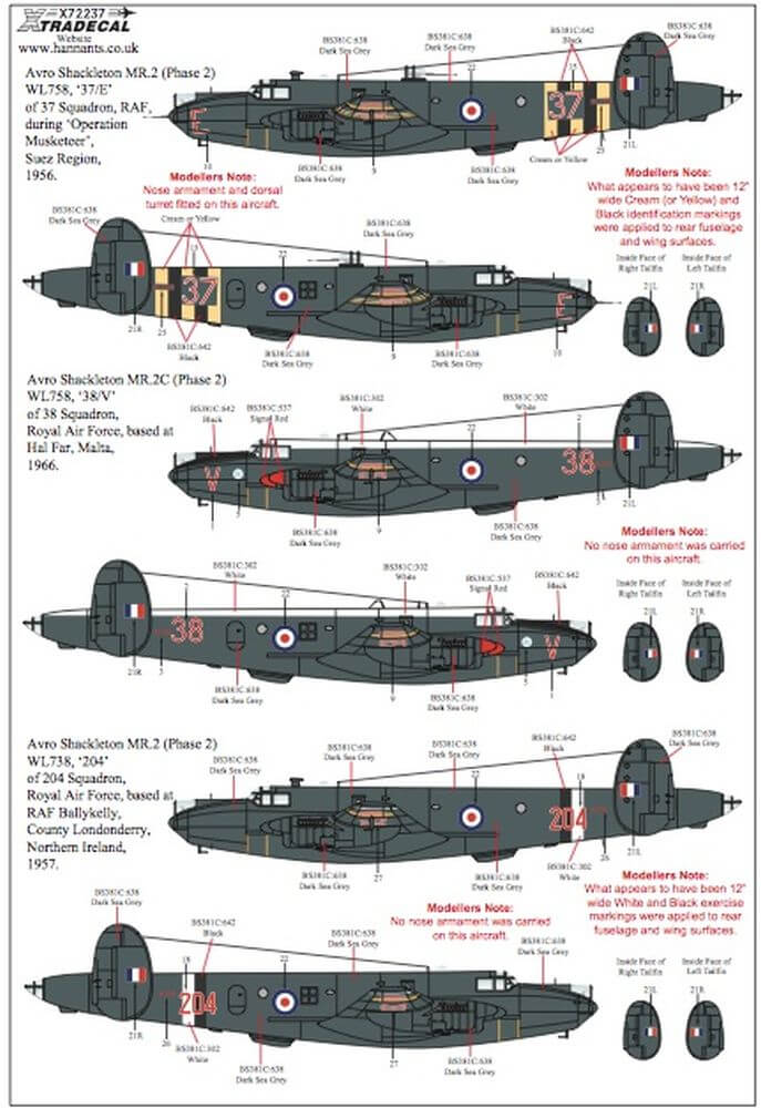 Avro Shackleton MR.2 Pt 2 Decals X72237 Xtradecal