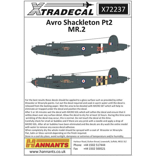 Avro Shackleton MR.2 Pt 2 Decals X72237 Xtradecal