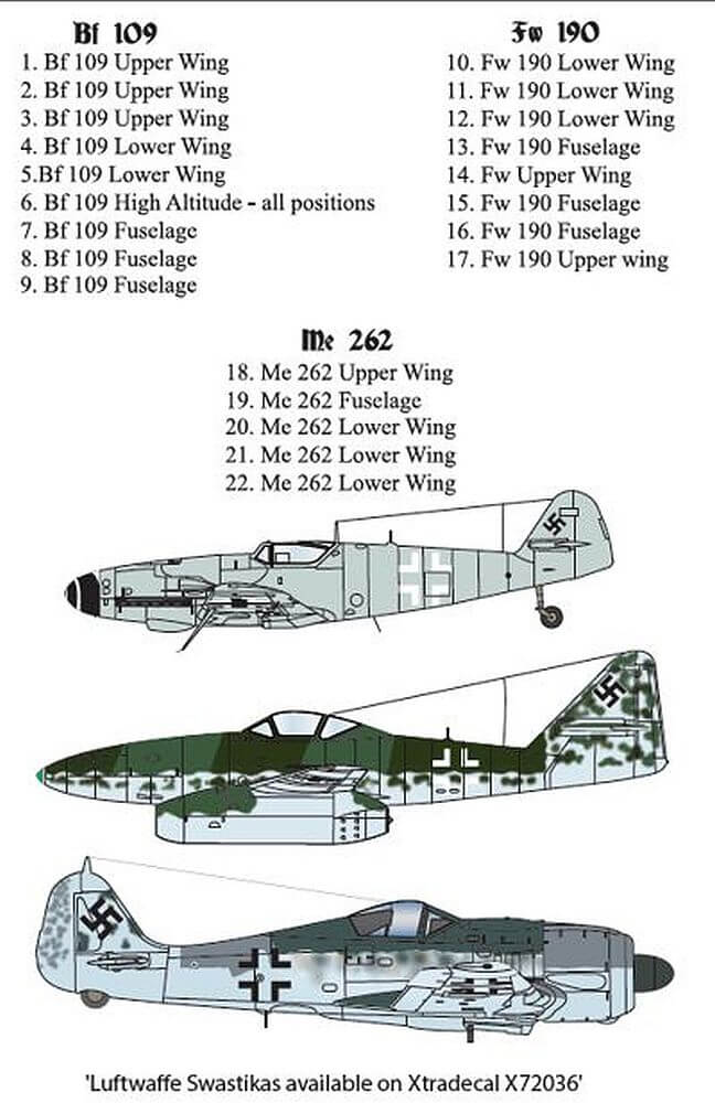 1:72 Luftwaffe Fighter Crosses X72252 Xtradecal