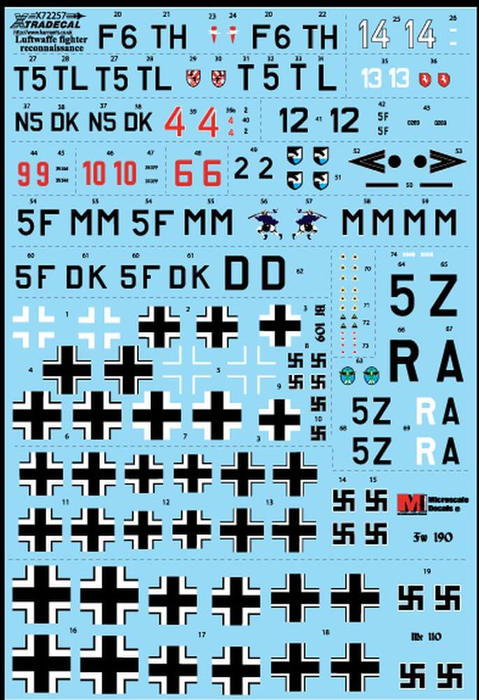 1:72 Luftwaffe Reconnaissance Fighters Decals X72257 Xtradecal