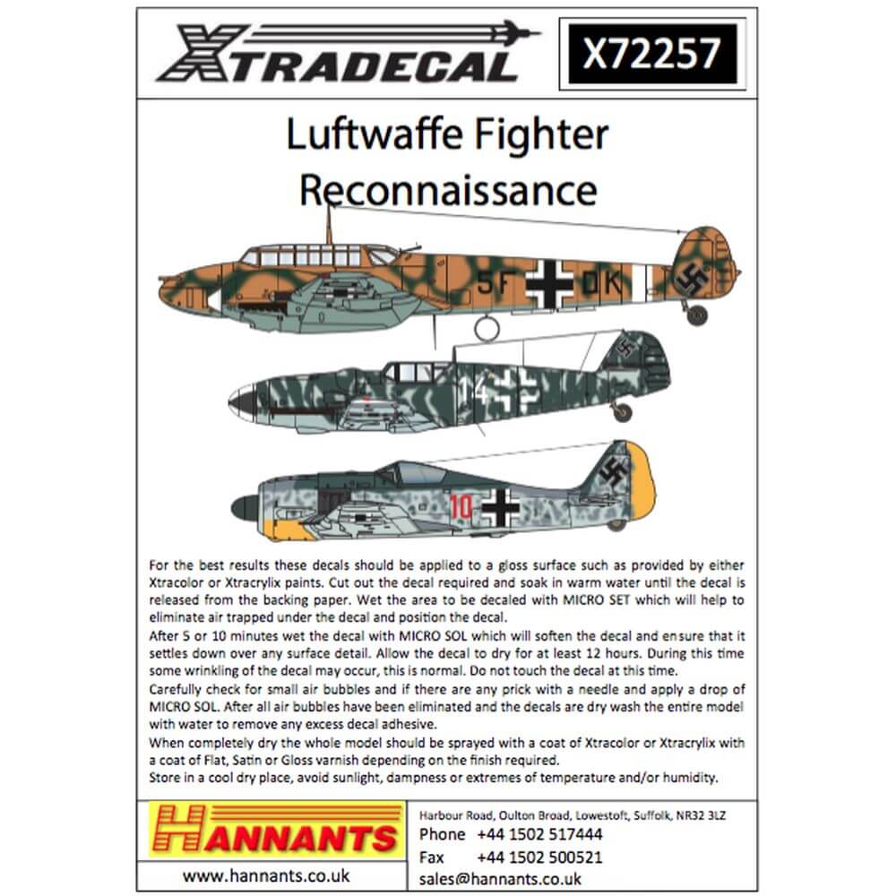 1:72 Luftwaffe Reconnaissance Fighters Decals X72257 Xtradecal