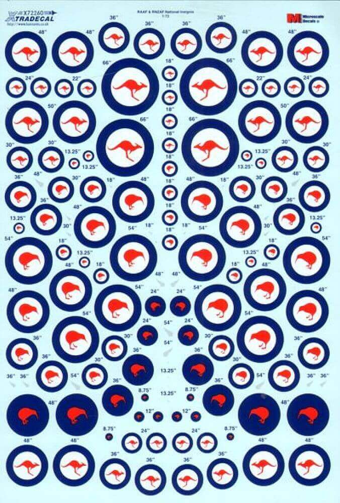 Hi Resolution Raaf Decals 1:72 RAAF & RNZAF National Insignia Decals X72260 Xtradecal – SGS Model ...