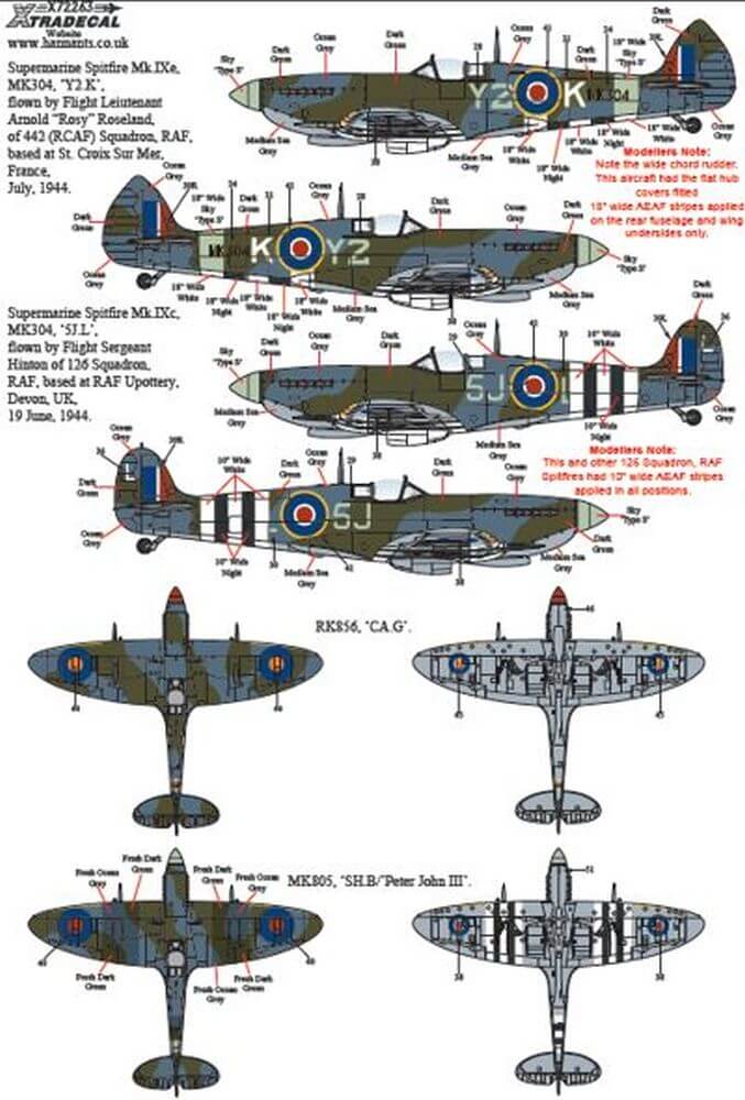 1:72 Supermarine Spitfire Mk.IX Collection Decals X72263 Xtradecal
