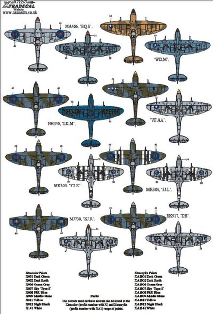 1:72 Supermarine Spitfire Mk.IX Collection Decals X72263 Xtradecal