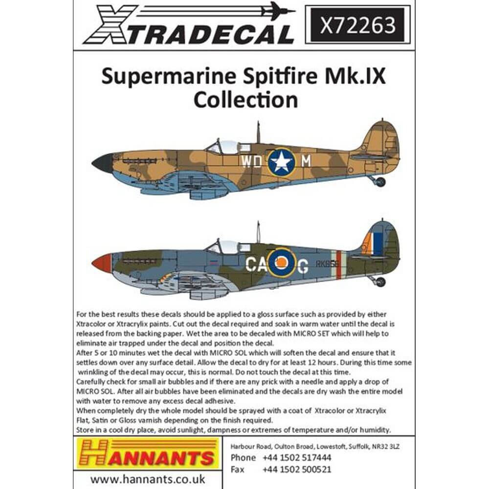 1:72 Supermarine Spitfire Mk.IX Collection Decals X72263 Xtradecal
