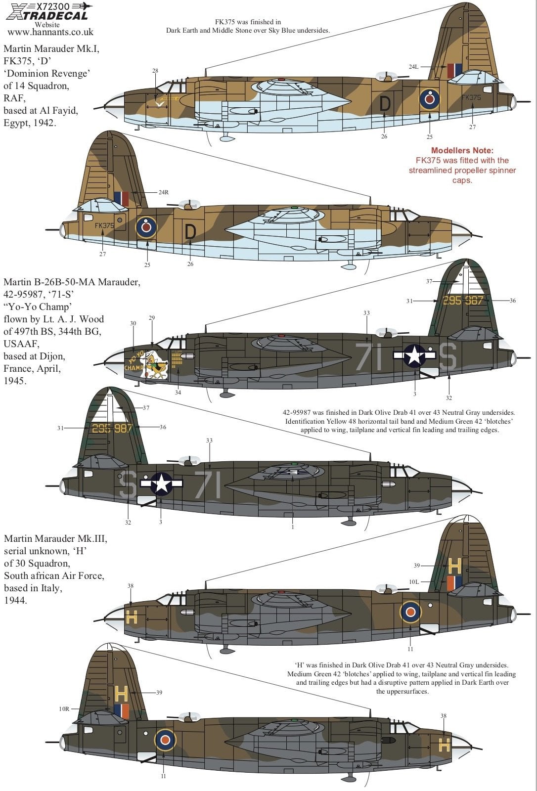 1:72 Martin B-26 Marauder X72300 Xtradecal