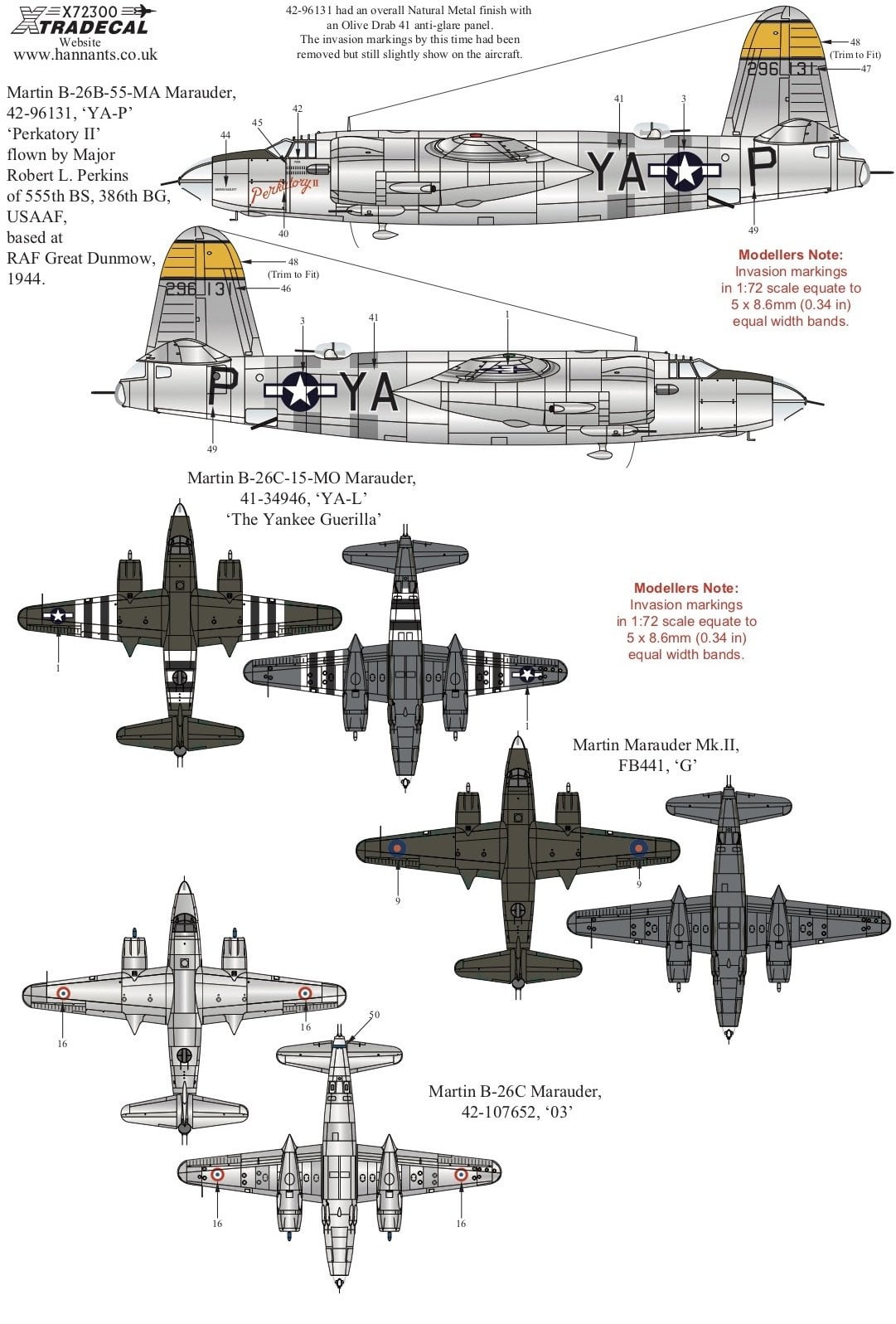 1:72 Martin B-26 Marauder X72300 Xtradecal