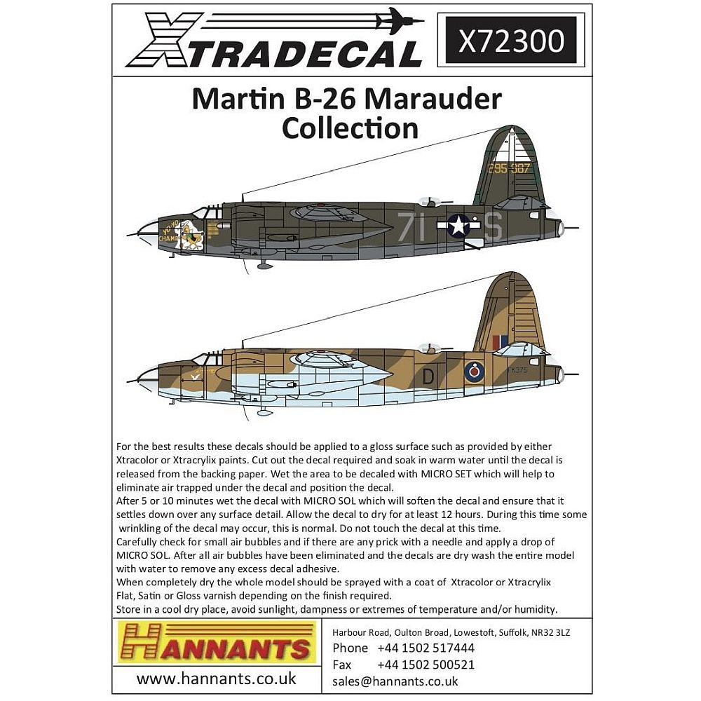 1:72 Martin B-26 Marauder X72300 Xtradecal