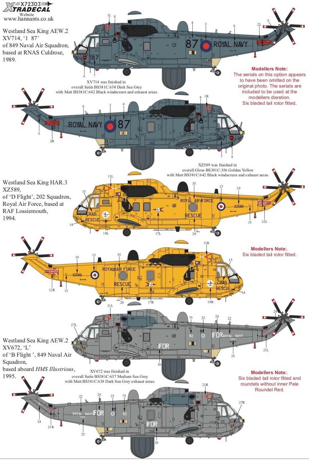 1:72 Westland Sea King Collection X72303 Xtradecal