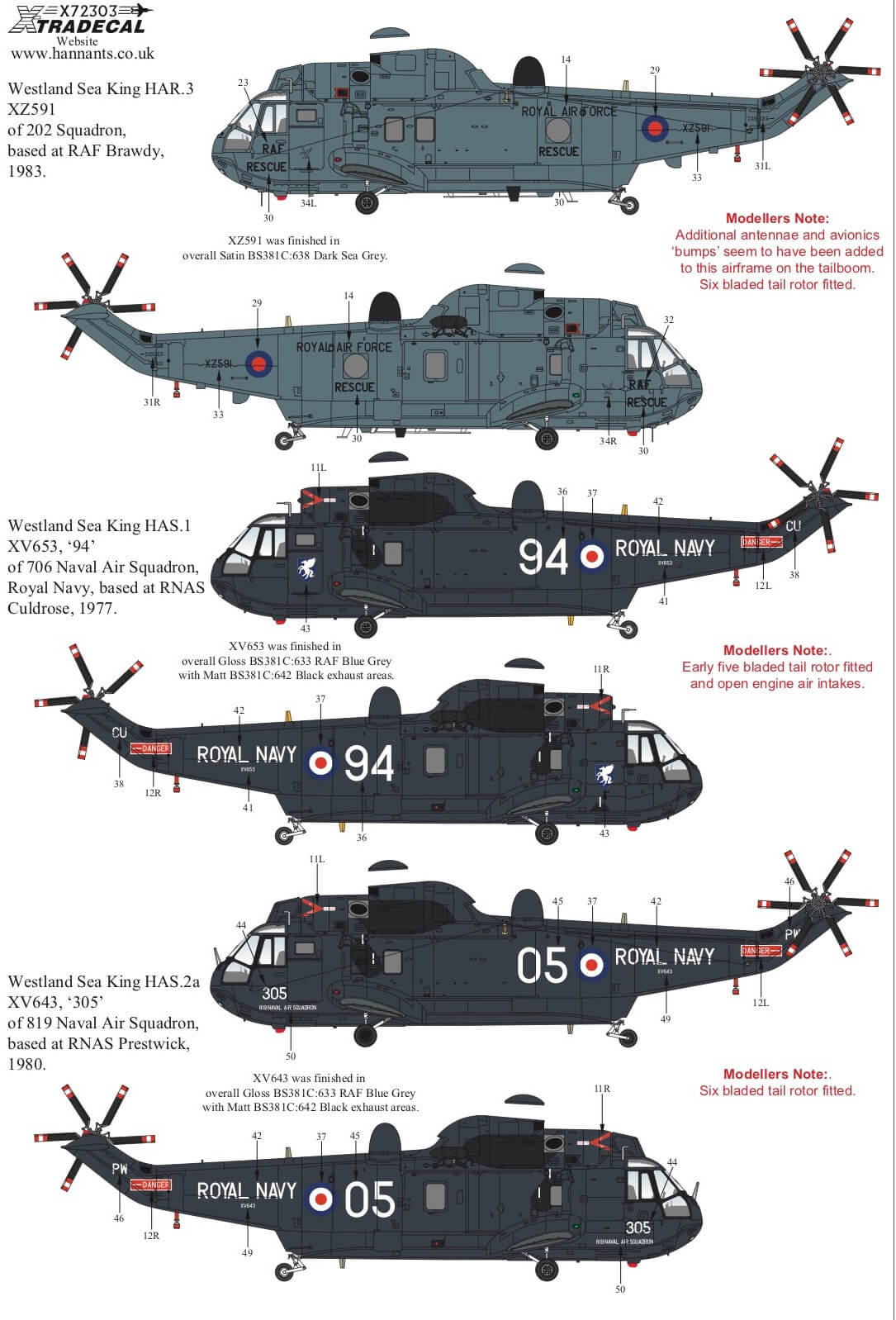 1:72 Westland Sea King Collection X72303 Xtradecal