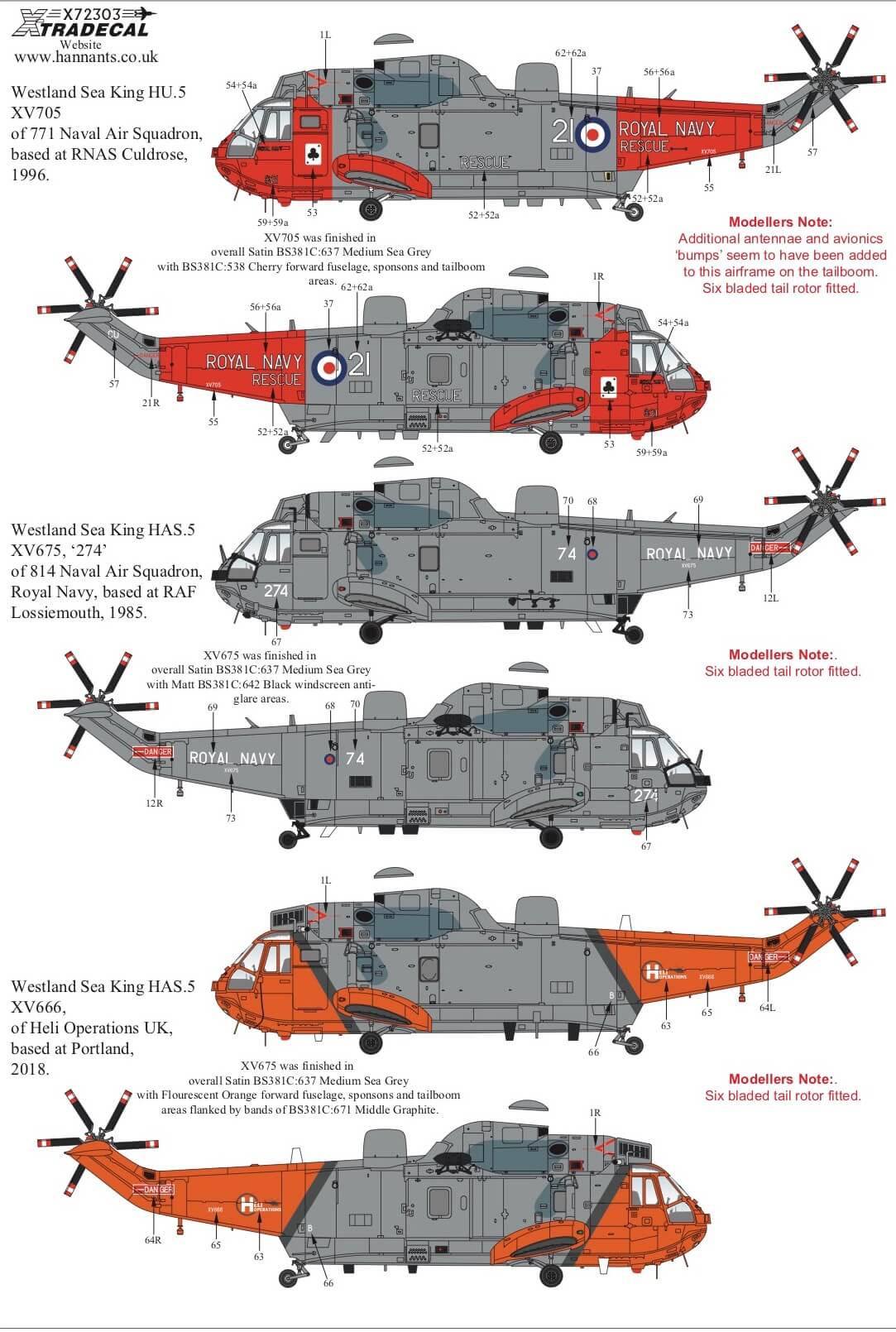 1:72 Westland Sea King Collection X72303 Xtradecal