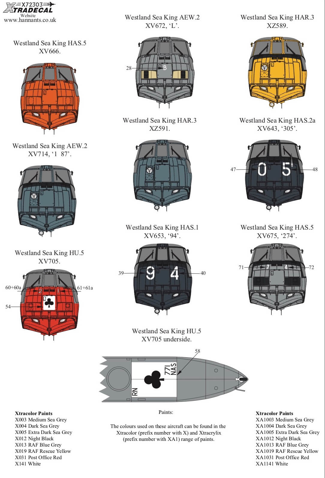 1:72 Westland Sea King Collection X72303 Xtradecal