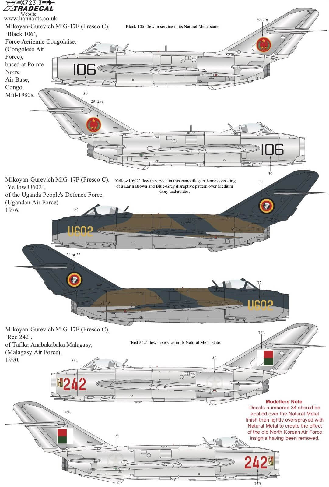 1:72 MiG-17F, Lim-5 & Shenyang J-5 Collection Decals X72313 Xtradecal