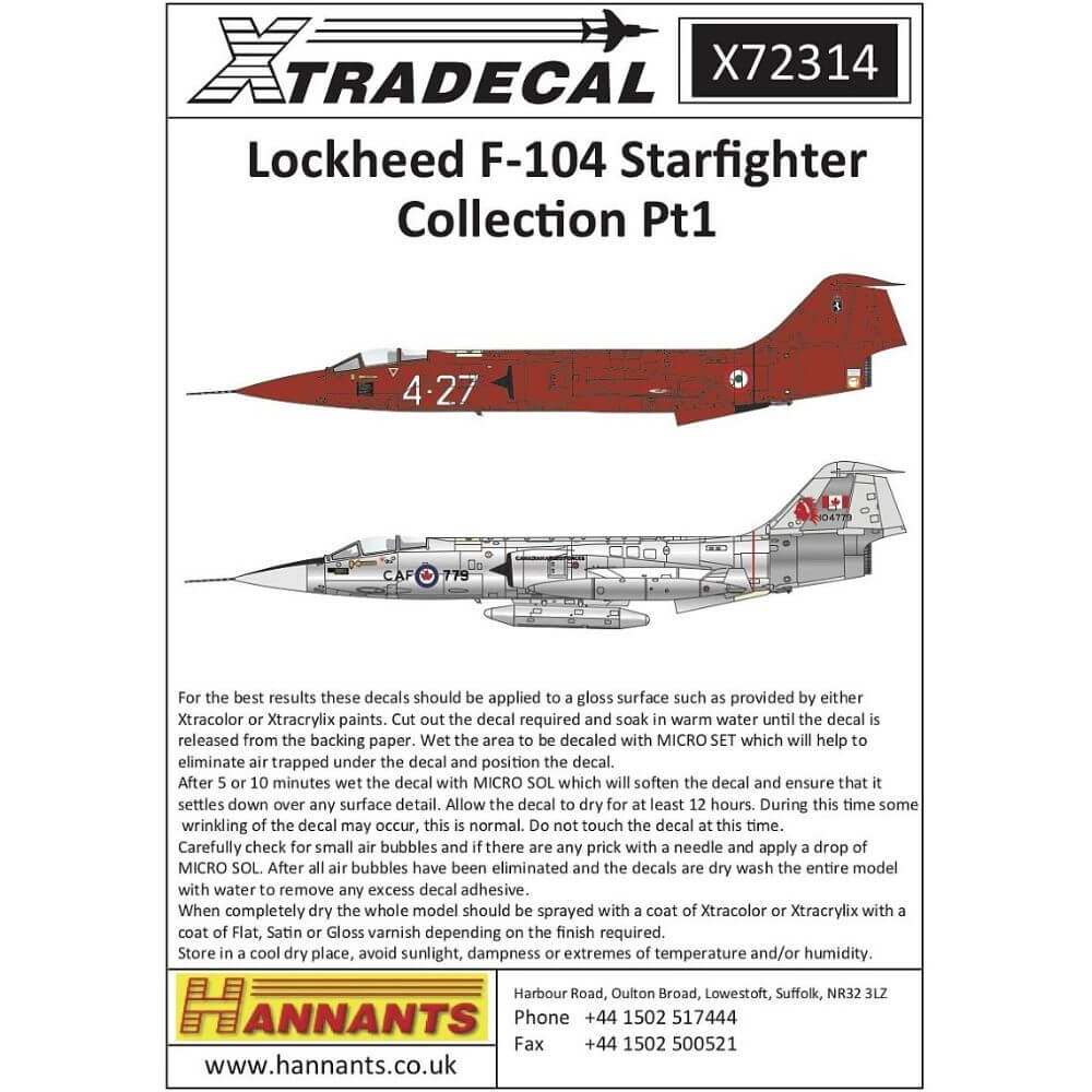 1:72 Lockheed F-104 Starfighter Collection Pt.1 X72314 Xtradecal