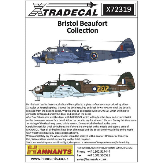 1:72 Bristol Beaufort Collection X72319 Xtradecal