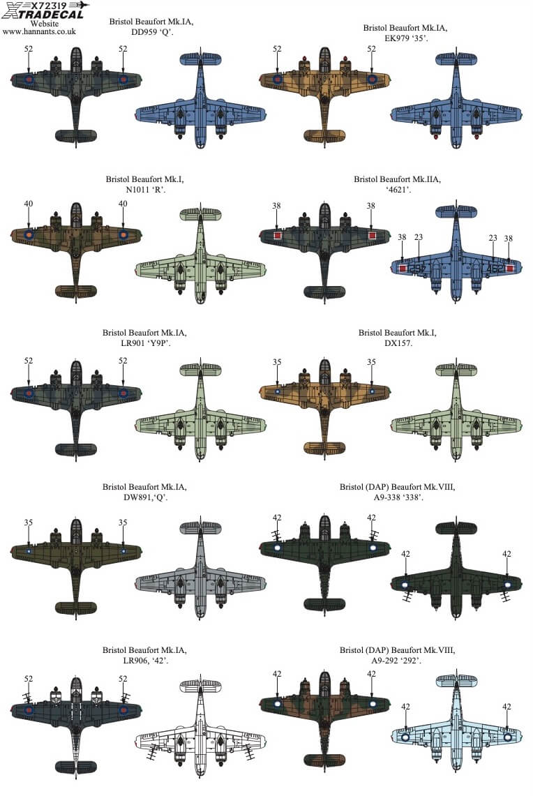 1:72 Bristol Beaufort Collection X72319 Xtradecal