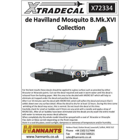 1:72 de Havilland Mosquito B.Mk.XVI Collection X72334 Xtradecal