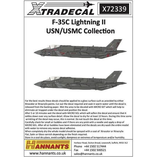 Xtradecal X72339 F-35C Lightning II USN / USMC Collection 1/72