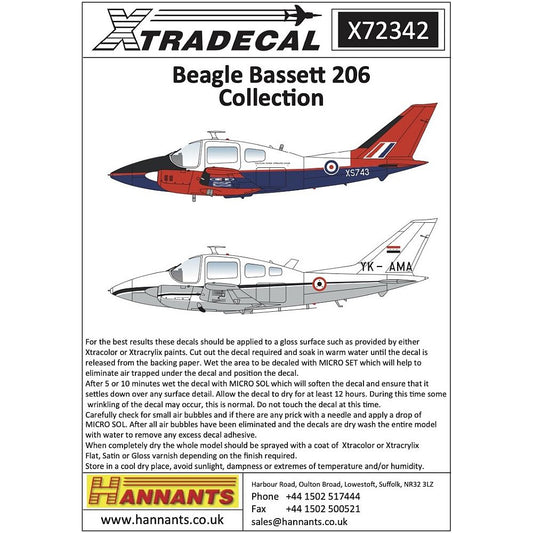 Xtradecal X72342 Beagle Bassett 206 Collection 1/72