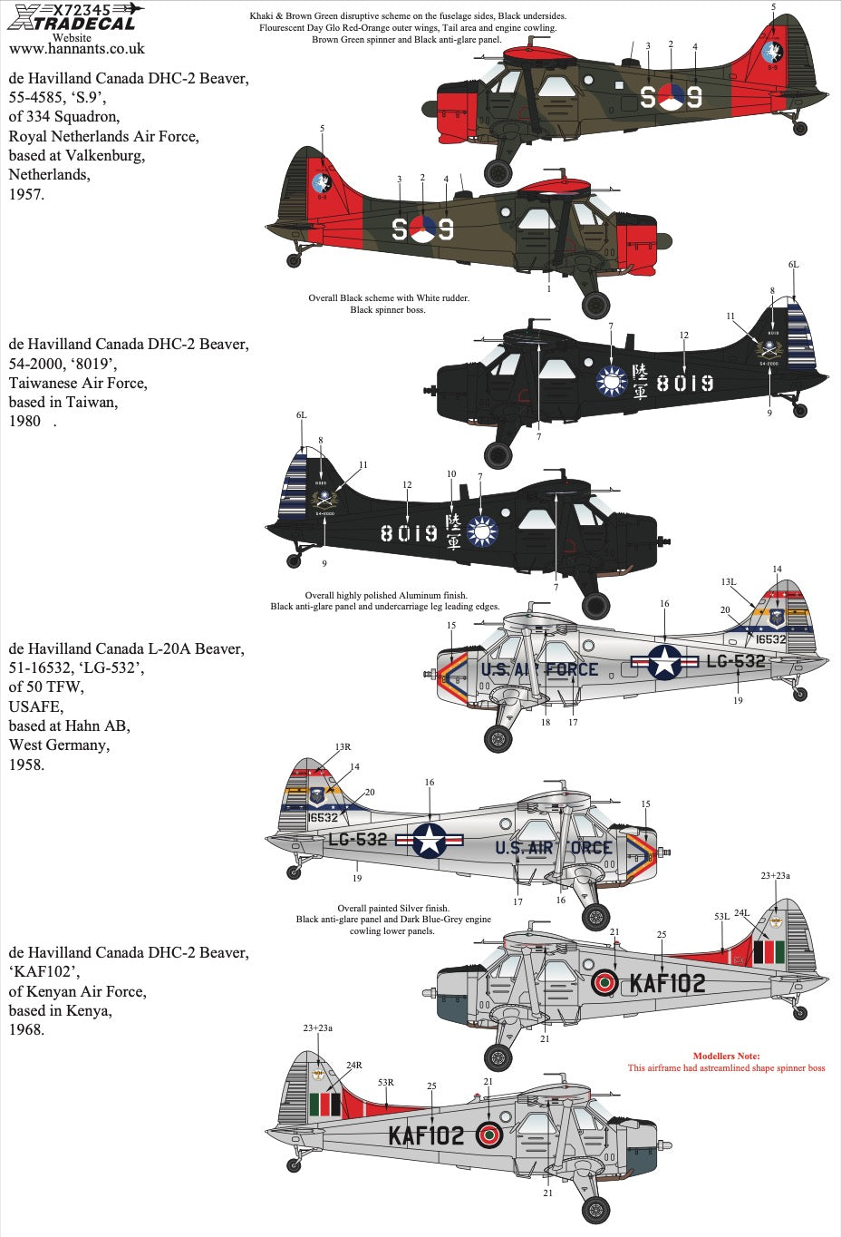 Xtradecal X72345 DHC-2 Beaver Worldwide Collection 1/72