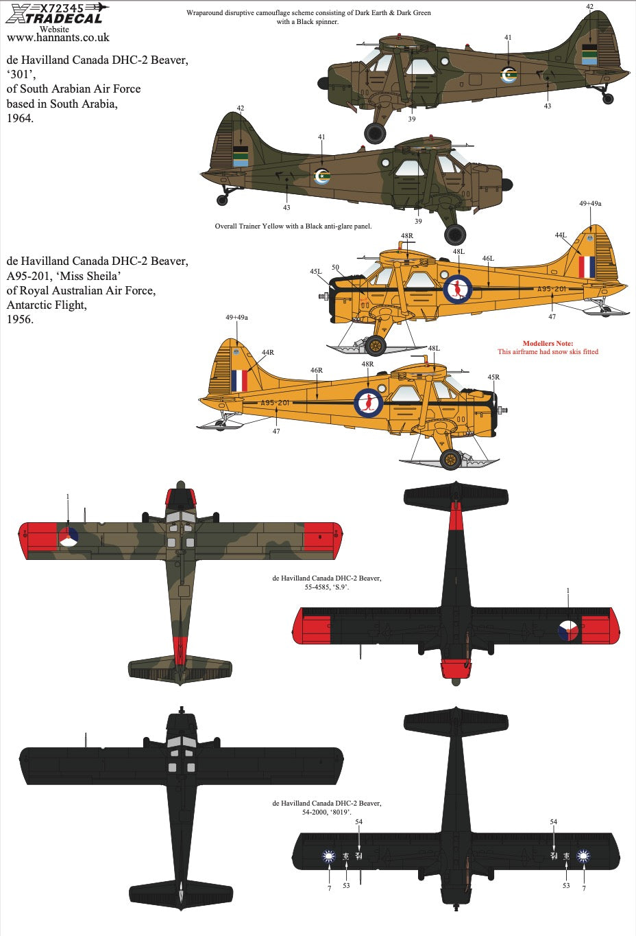 Xtradecal X72345 DHC-2 Beaver Worldwide Collection 1/72