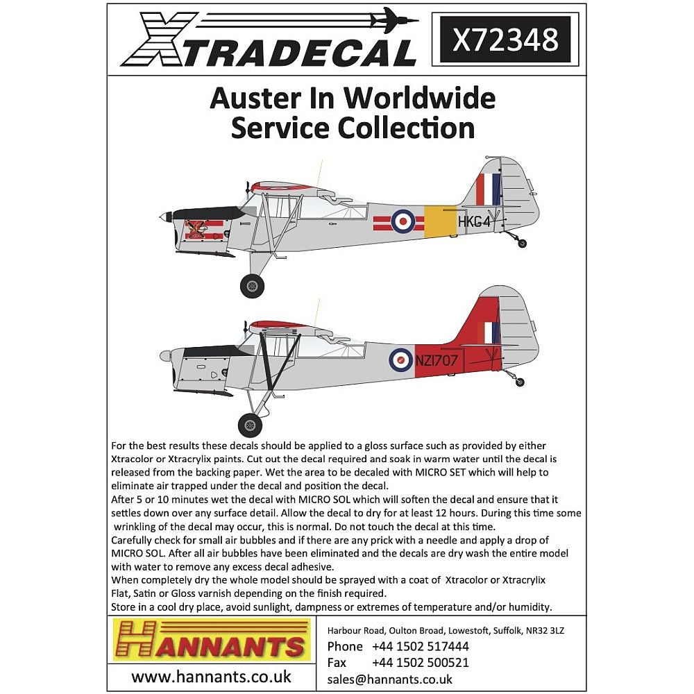 Xtradecal X72348 Auster In Worldwide Service Collection 1/72