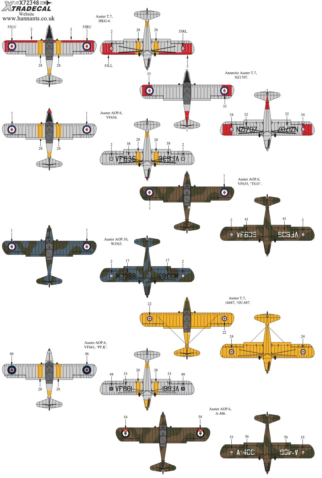 Xtradecal X72348 Auster In Worldwide Service Collection 1/72