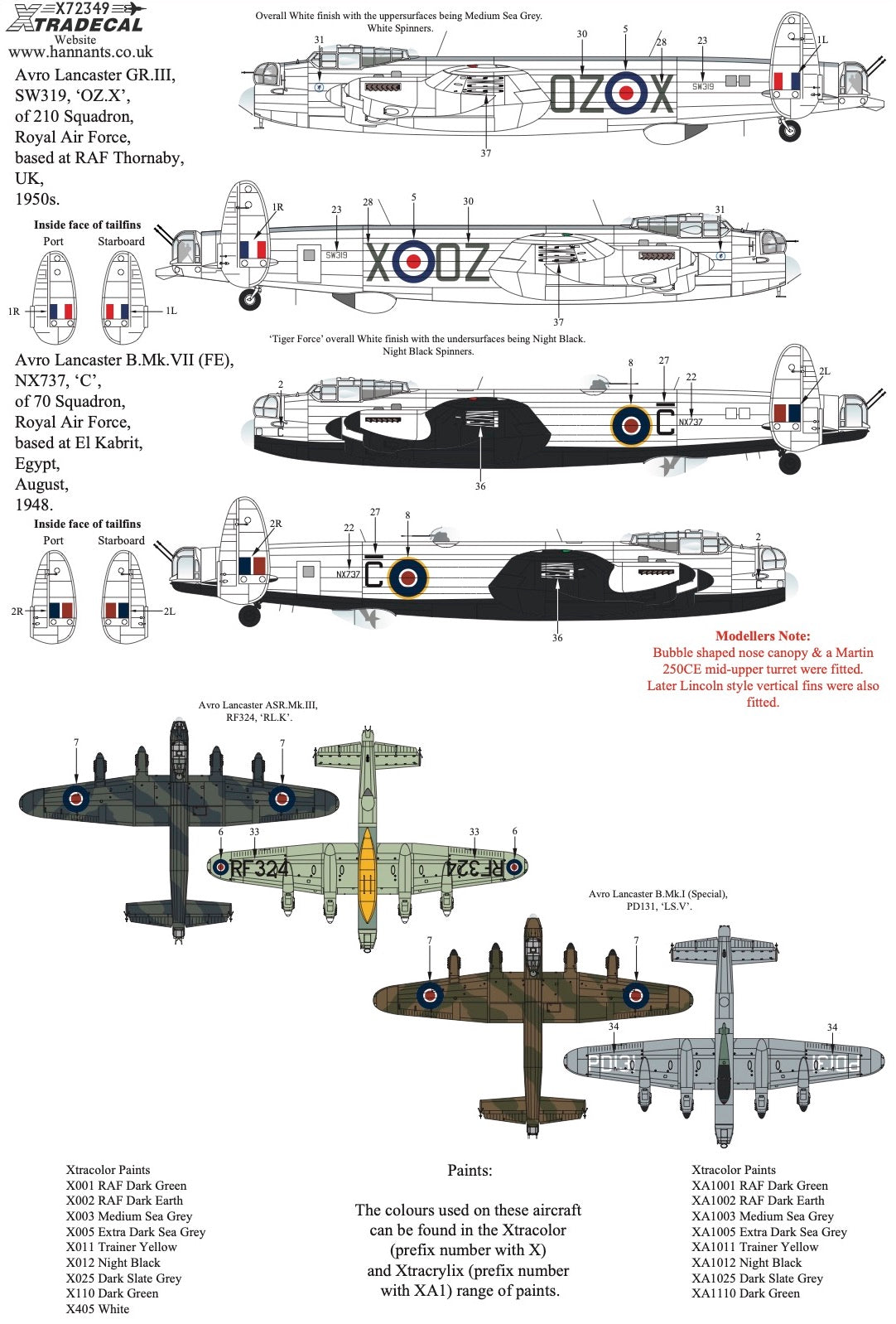 Xtradecal X72349 Post War Avro Lancaster Part 2 1/72