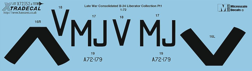 1:72 Late War Consolidated B-24 Liberator Collection Pt1 X72352 Xtradecal