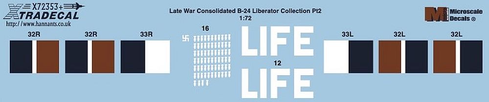 1:72 Late War Consolidated B-24 Liberator Collection Pt2 X72353 Xtradecal