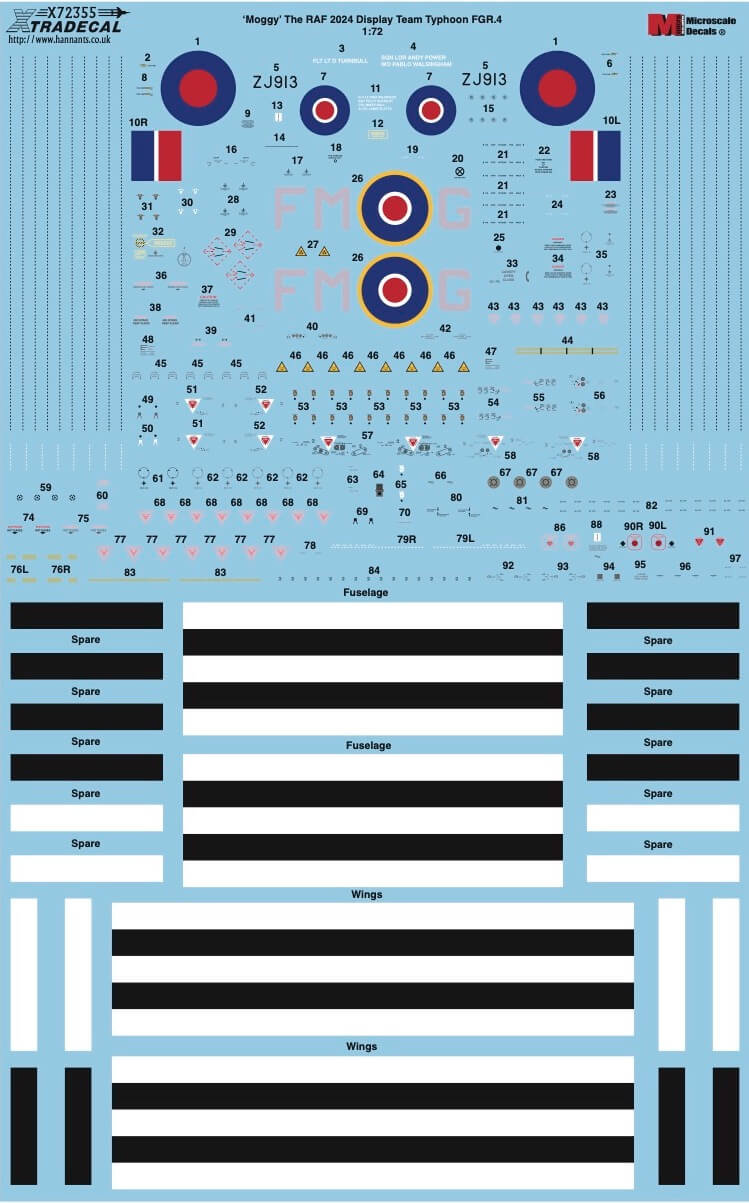 1:72 'Moggy' The RAF 2024 Display Team Typhoon FGR.4 X72355 Xtradecal