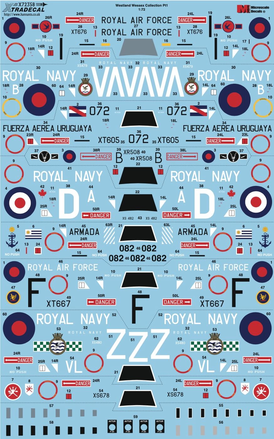 1:72 Westland Wessex Collection Pt1 Decals X72358 Xtradecal