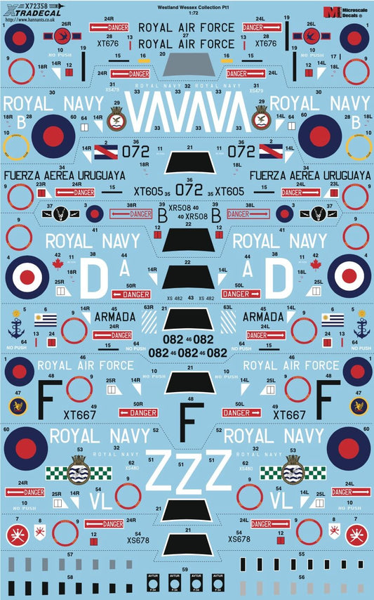 1:72 Westland Wessex Collection Pt1 Decals X72358 Xtradecal