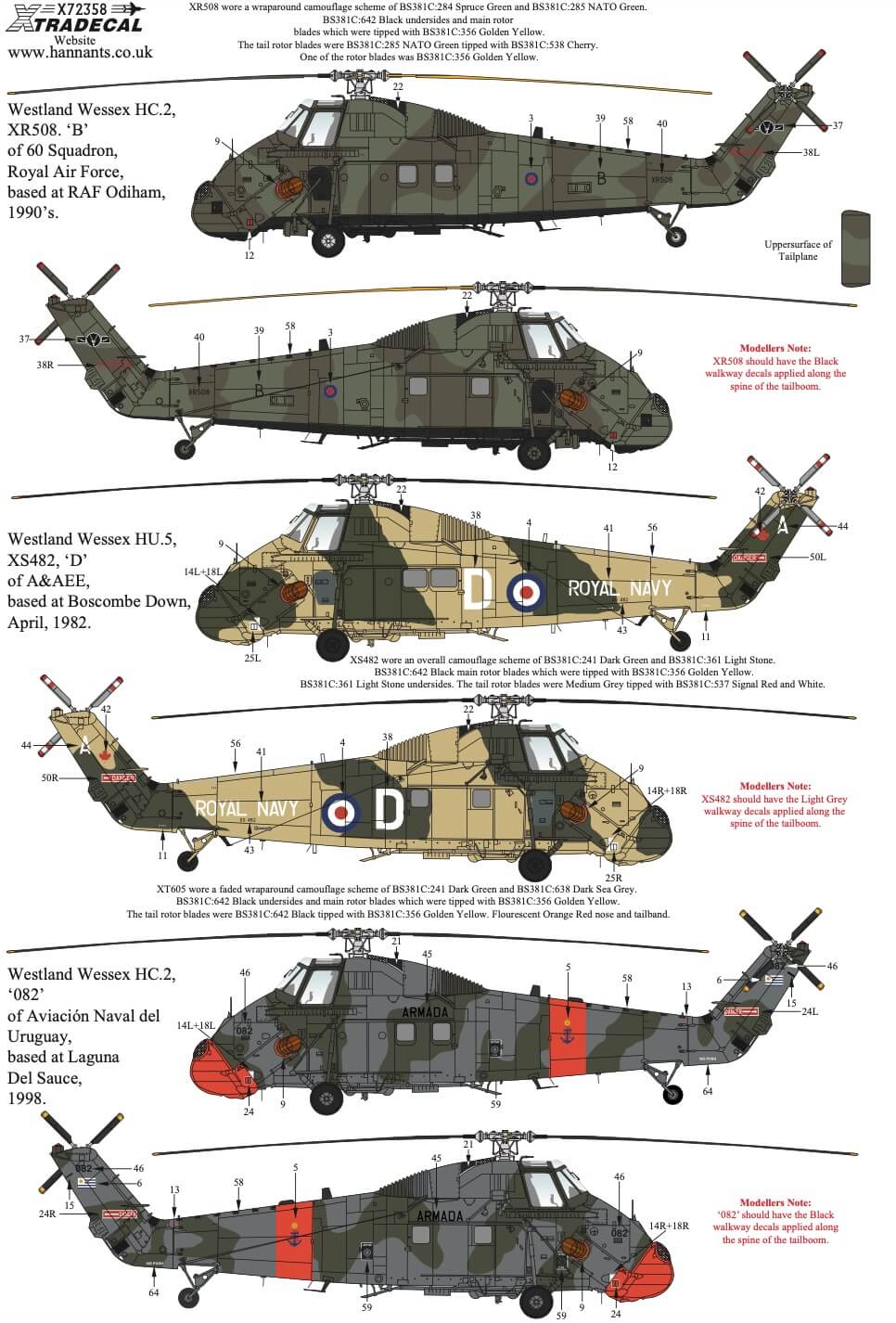 1:72 Westland Wessex Collection Pt1 Decals X72358 Xtradecal