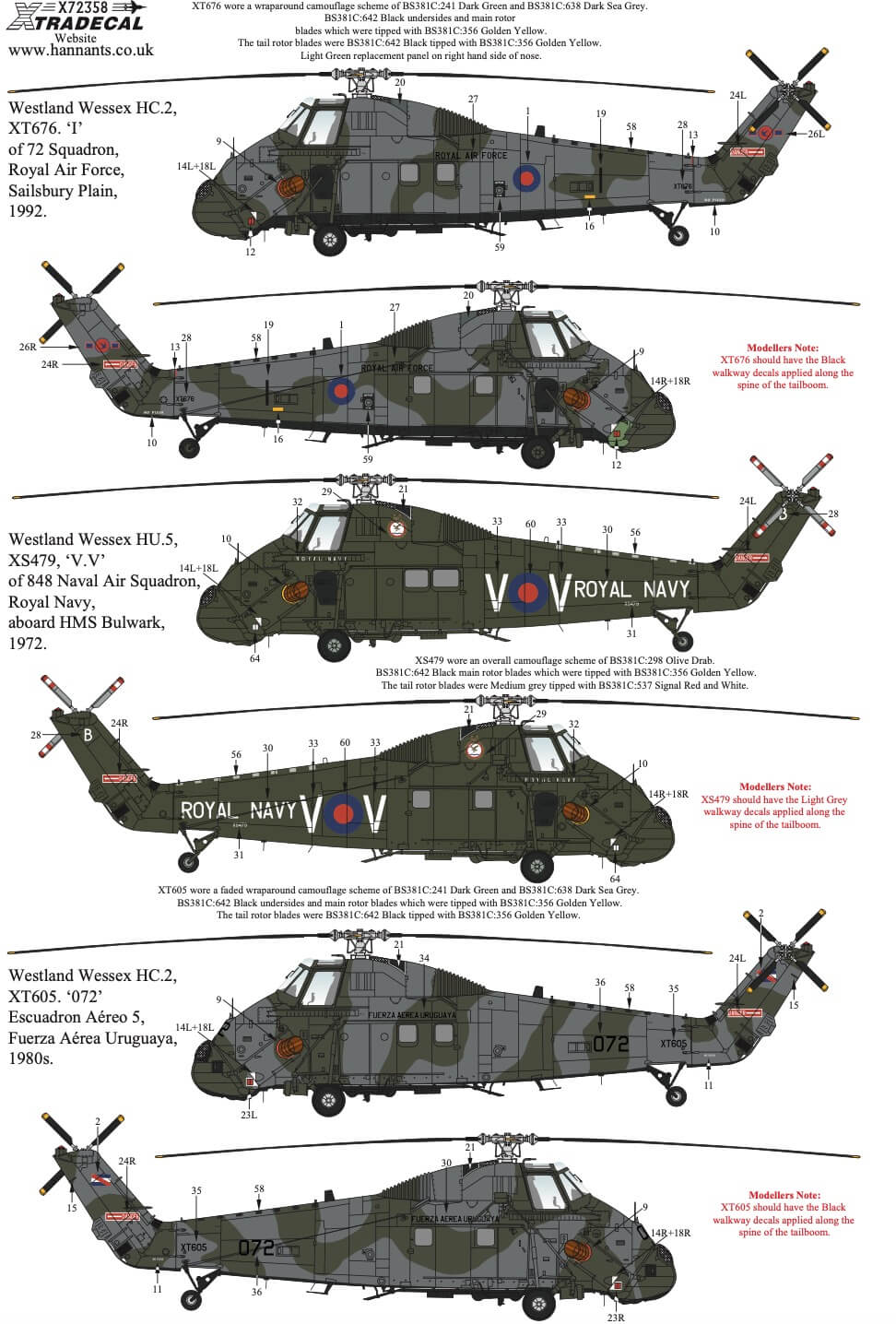 1:72 Westland Wessex Collection Pt1 Decals X72358 Xtradecal