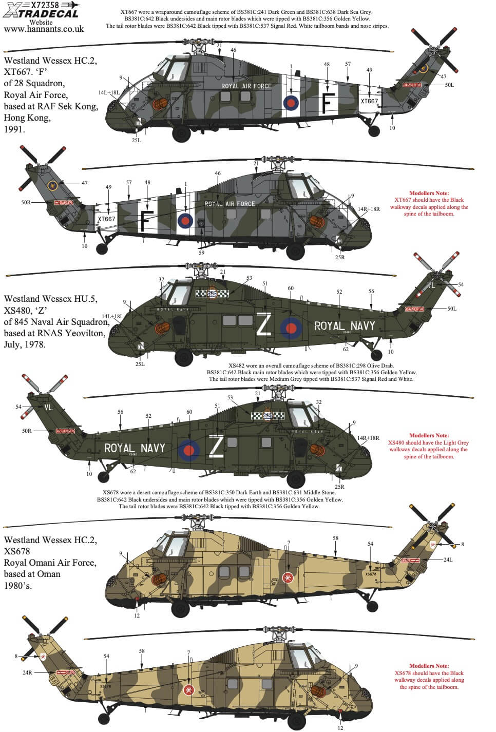 1:72 Westland Wessex Collection Pt1 Decals X72358 Xtradecal
